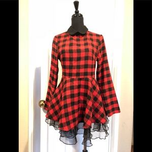 Checkered Black and Red skater dress